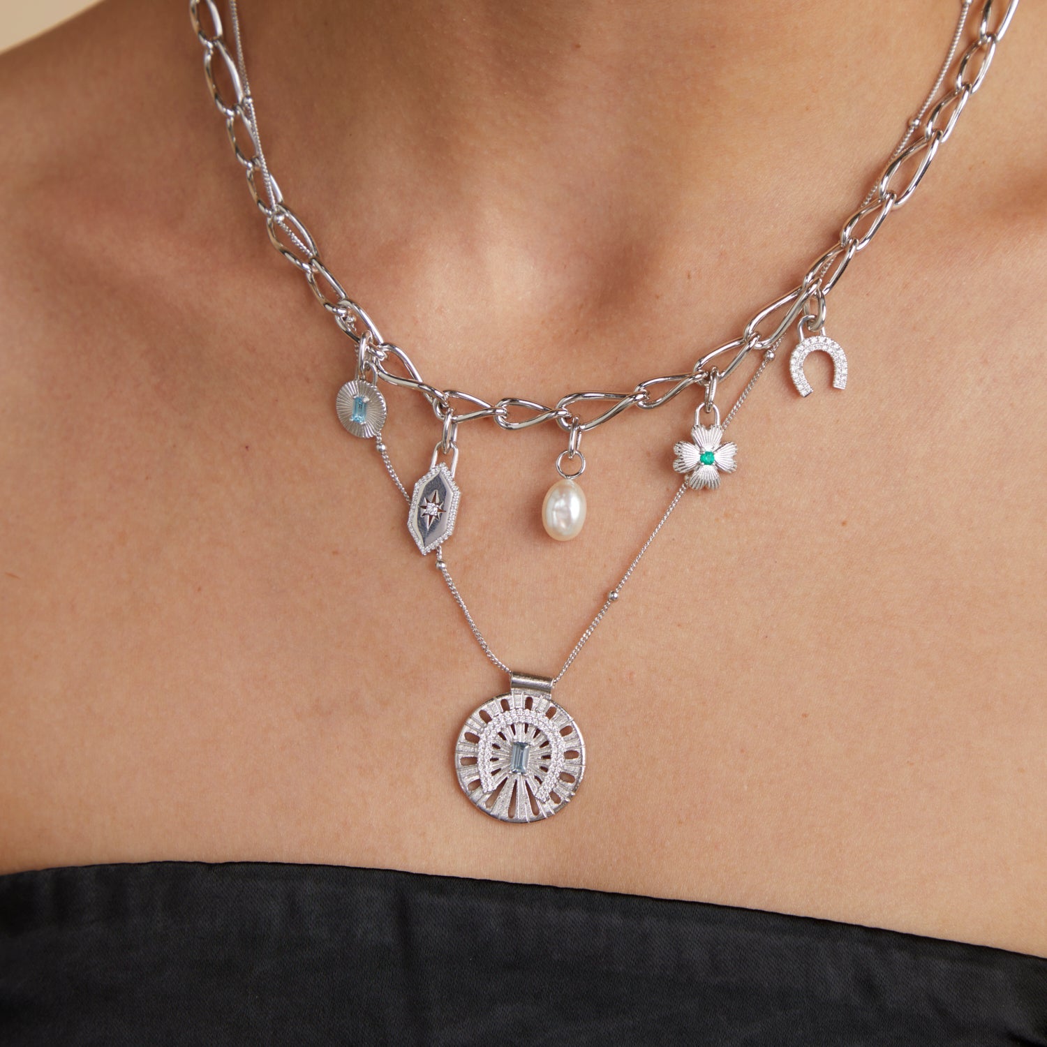 Pearl Clip Charm in Silver