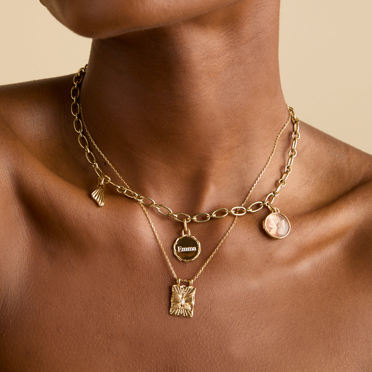 18k Gold Plated Jewellery - Coin Talisman Charm in Gold - Talisman Charm - Astrid & Miyu