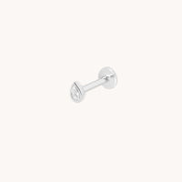 Diamond Bezel Pear Piercing Stud in Solid White Gold