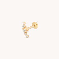 Star Curved Piercing Stud in Solid Gold