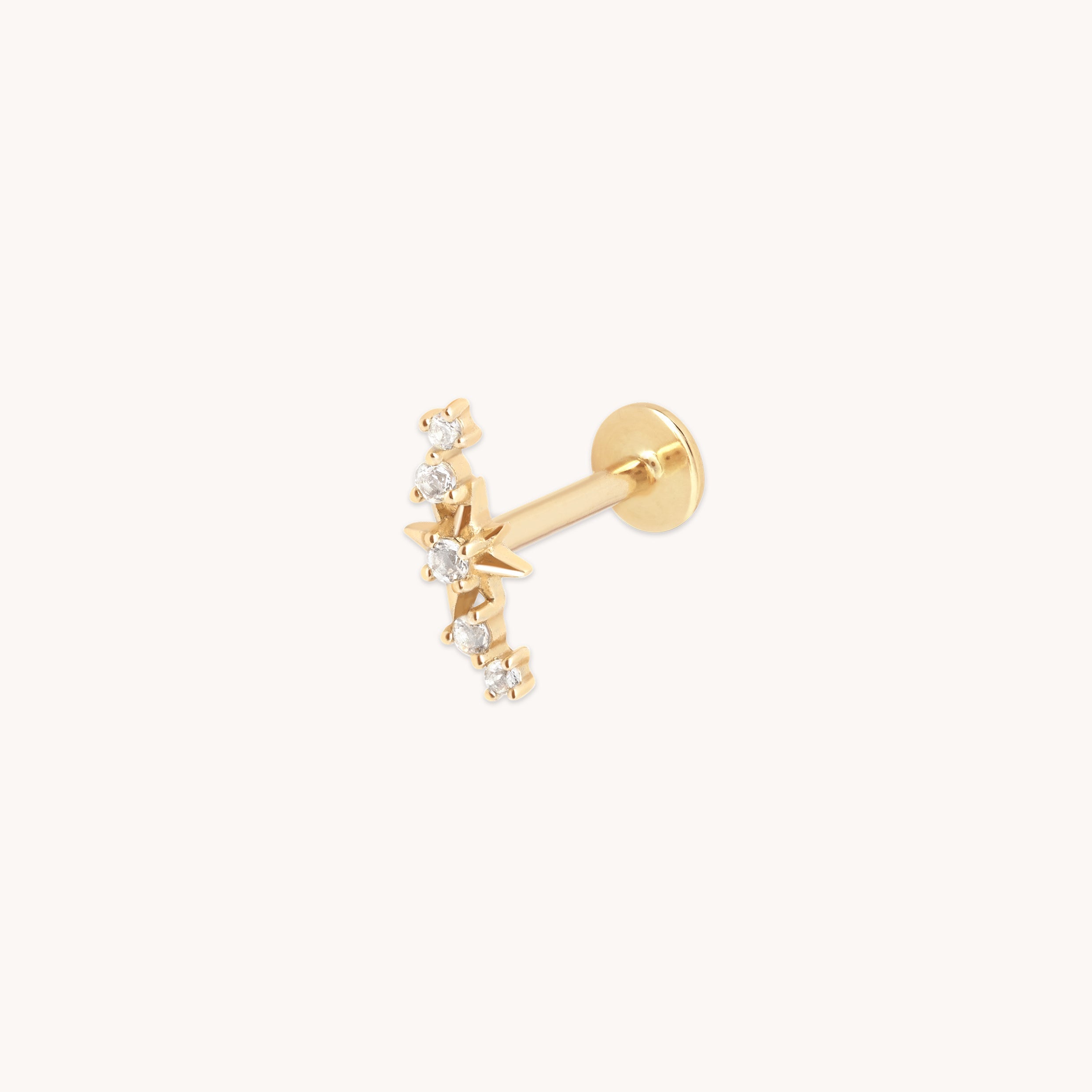 Star Curved Piercing Stud in Solid Gold
