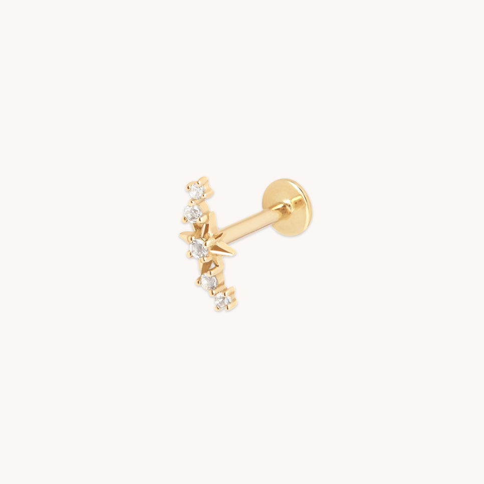 Star Curved Piercing Stud in Solid Gold