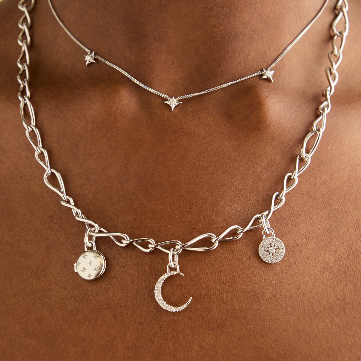 Cosmic Locket Clip Charm in Silver