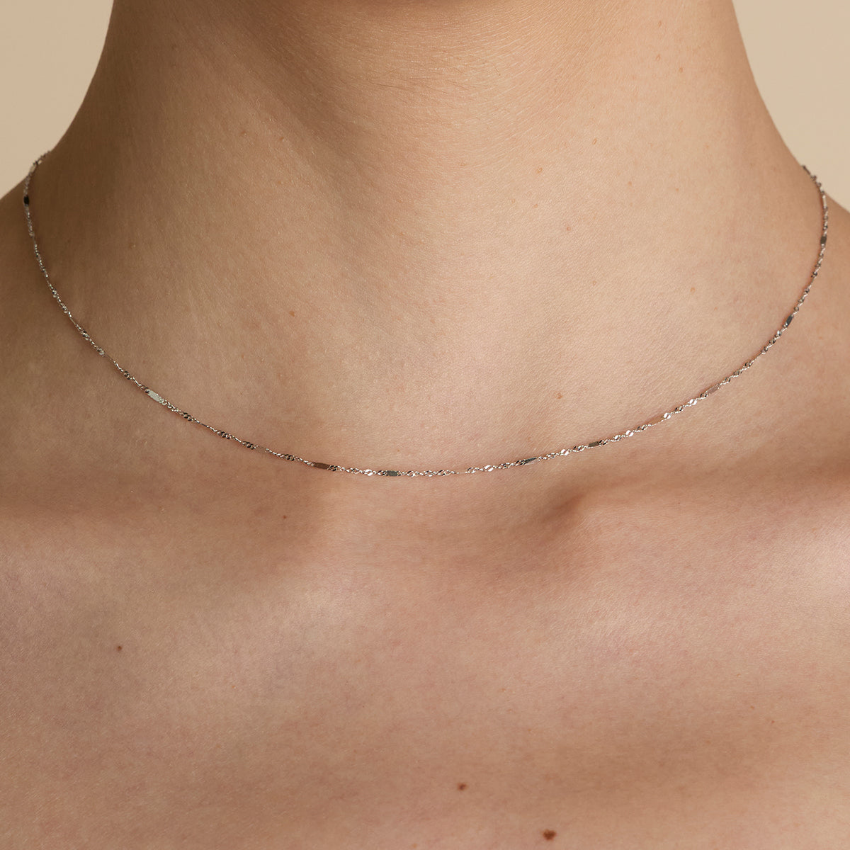 Astrid Story Chain Necklace in Solid White Gold