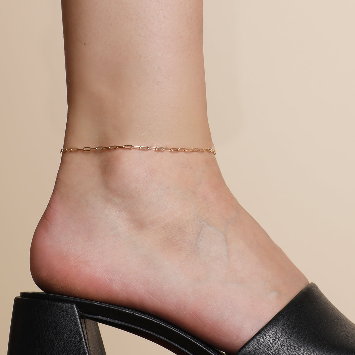 Piccadilly Chain Anklet in Solid Gold