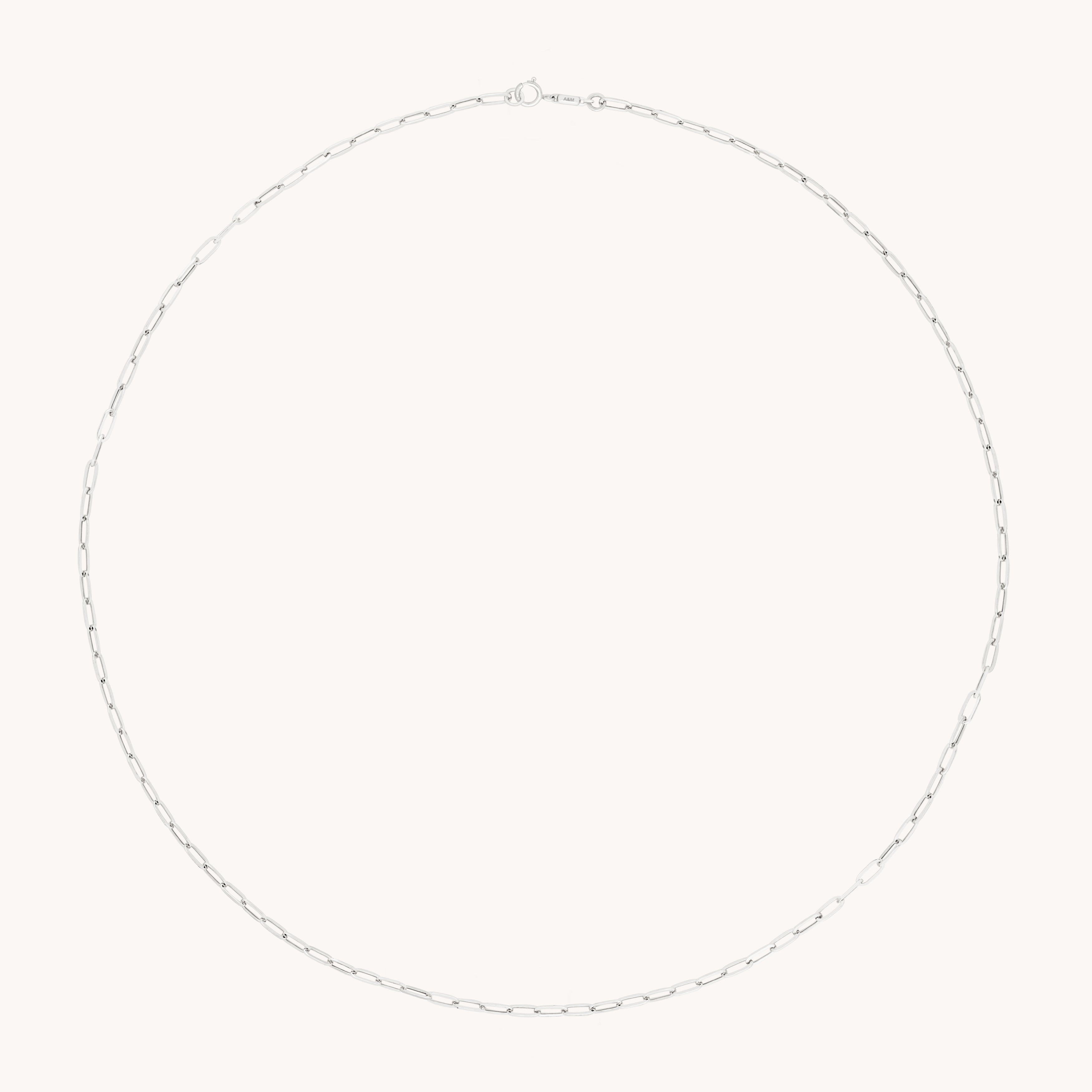 Piccadilly Chain Necklace in Solid White Gold