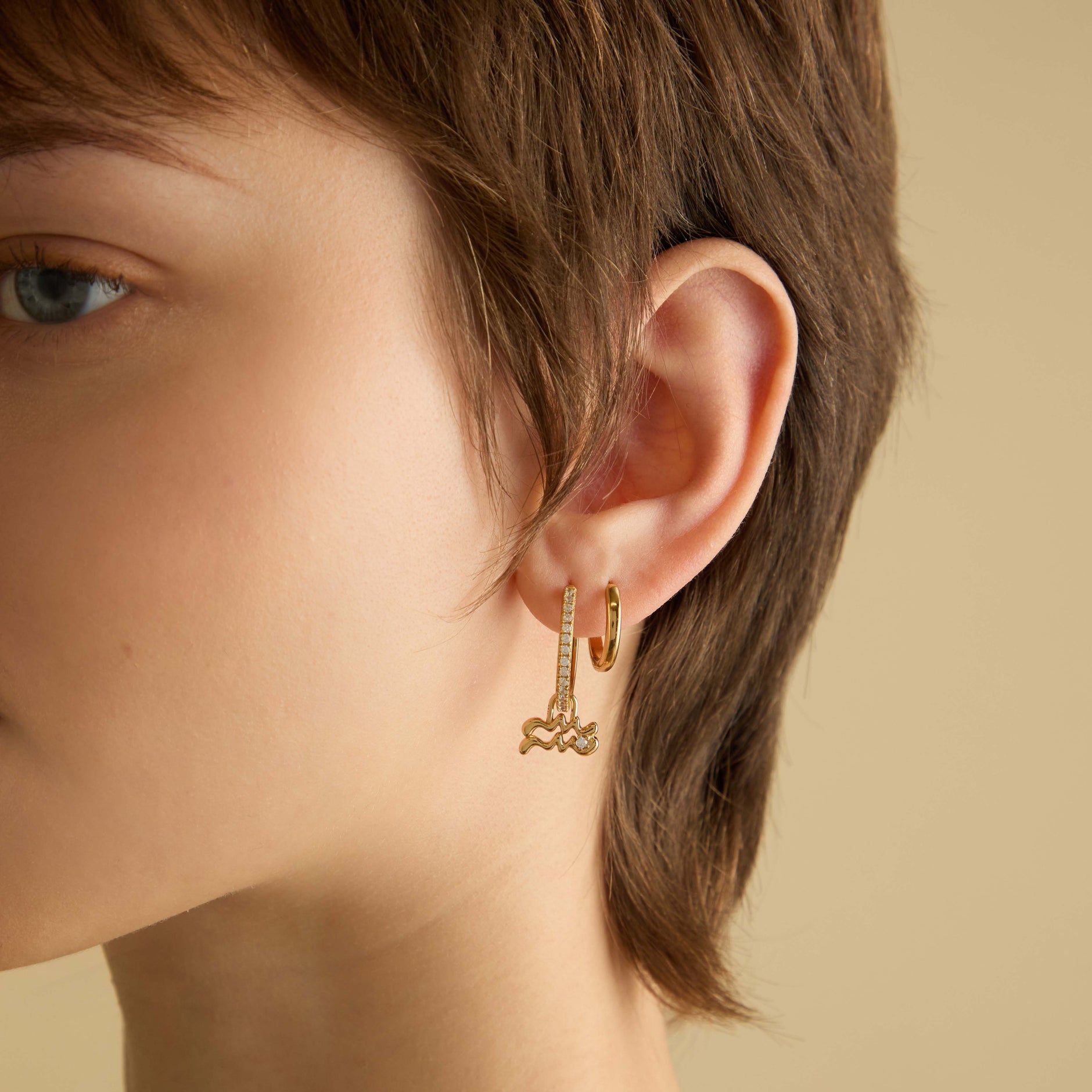 Aquarius Zodiac Clip Charm in Gold