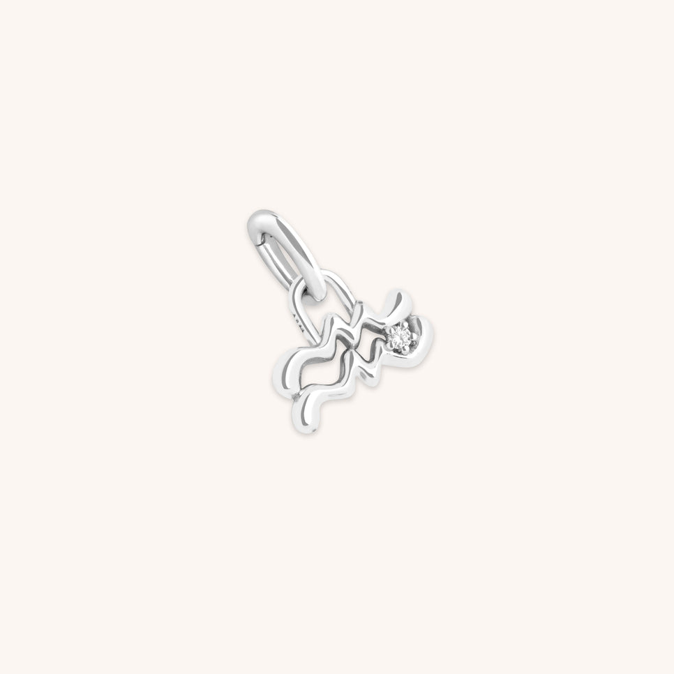Aquarius Jewellery - Aquarius Zodiac Talisman Charm in Silver - Talisman Charm - Astrid & Miyu