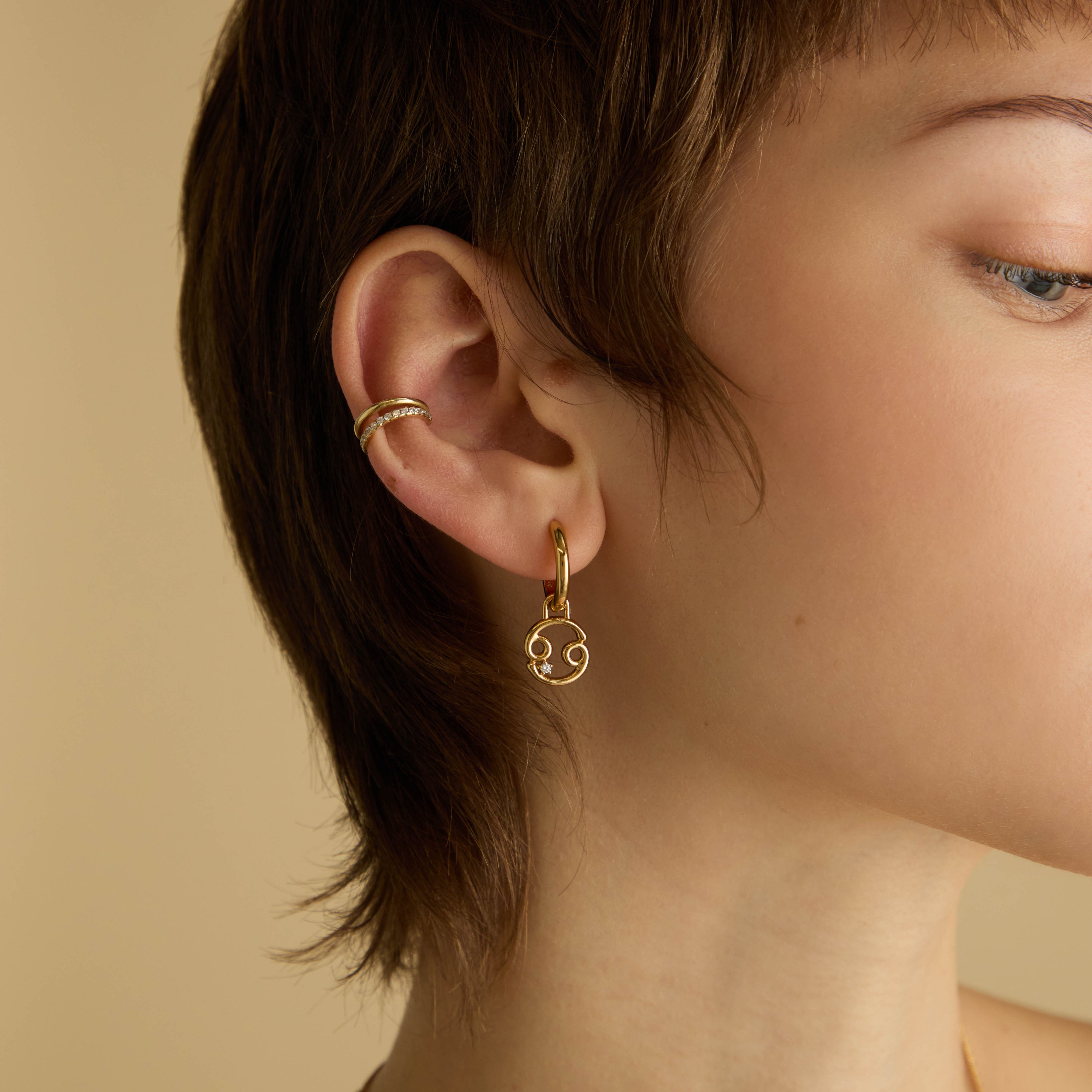 Cancer Zodiac Clip Charm in Gold