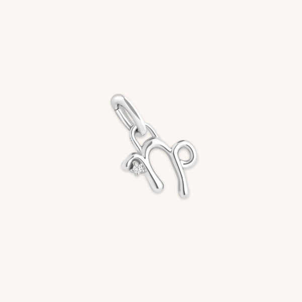 Capricorn Zodiac Clip Charm in Silver