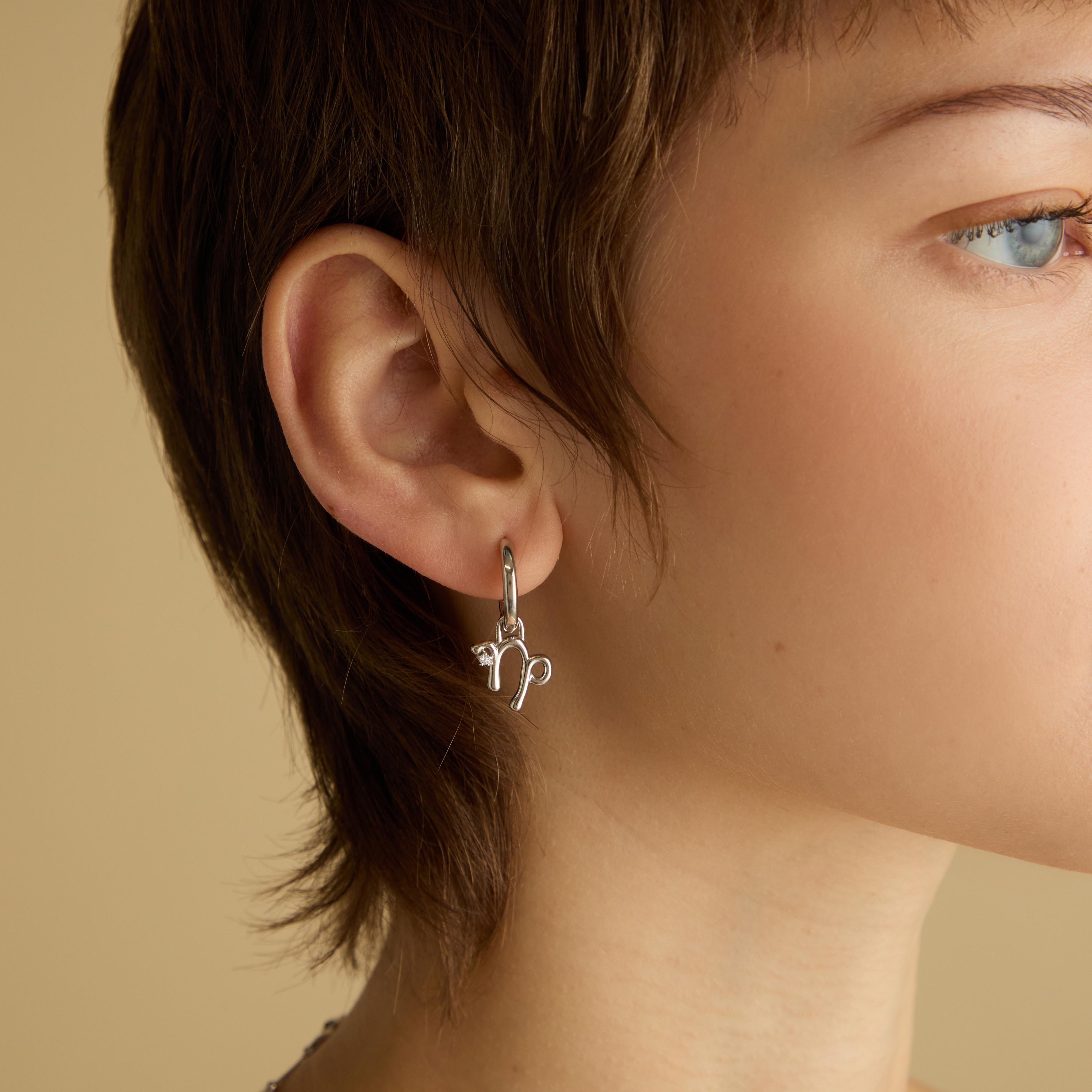 Capricorn Zodiac Clip Charm in Silver