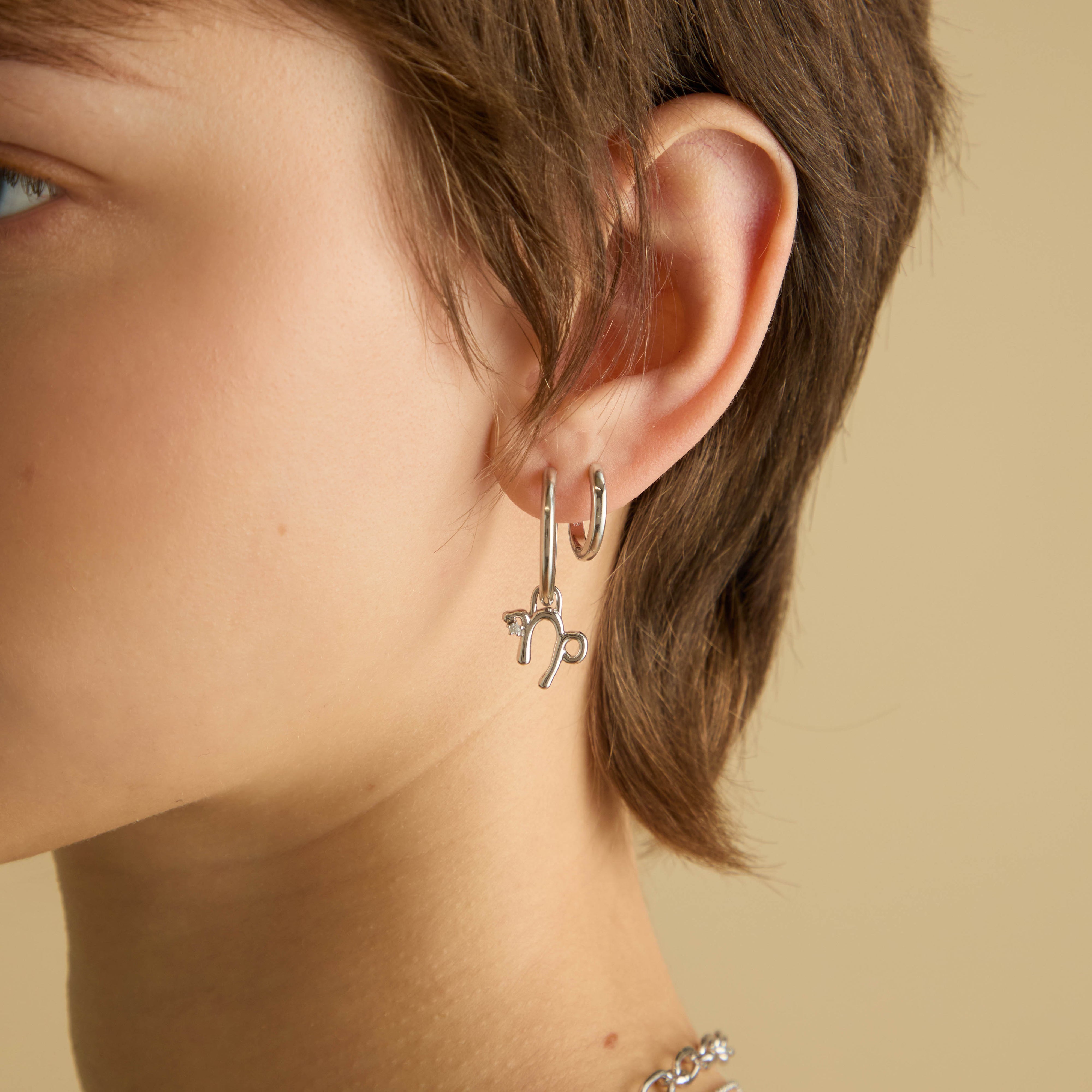 Capricorn Zodiac Clip Charm in Silver