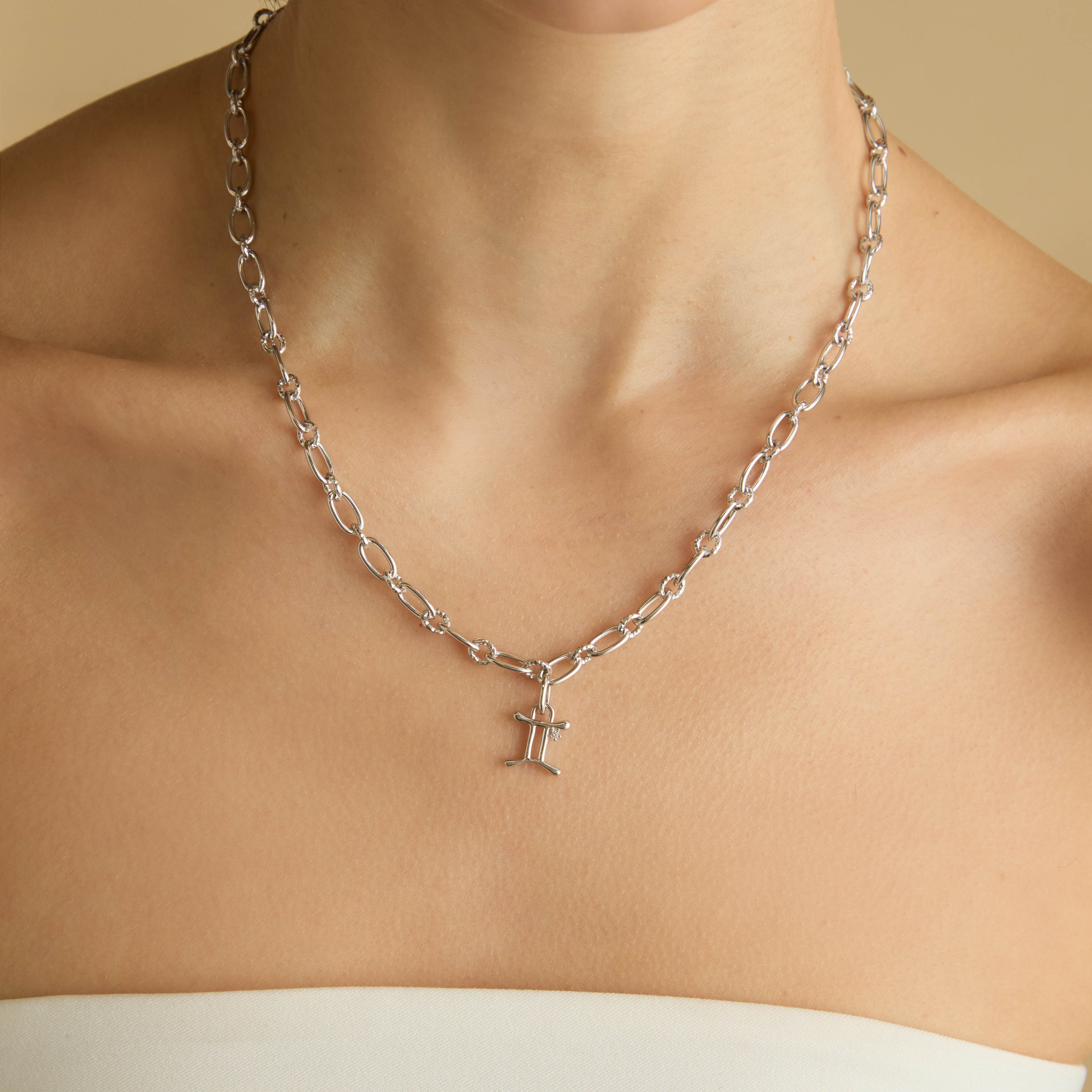 Gemini Zodiac Clip Charm in Silver