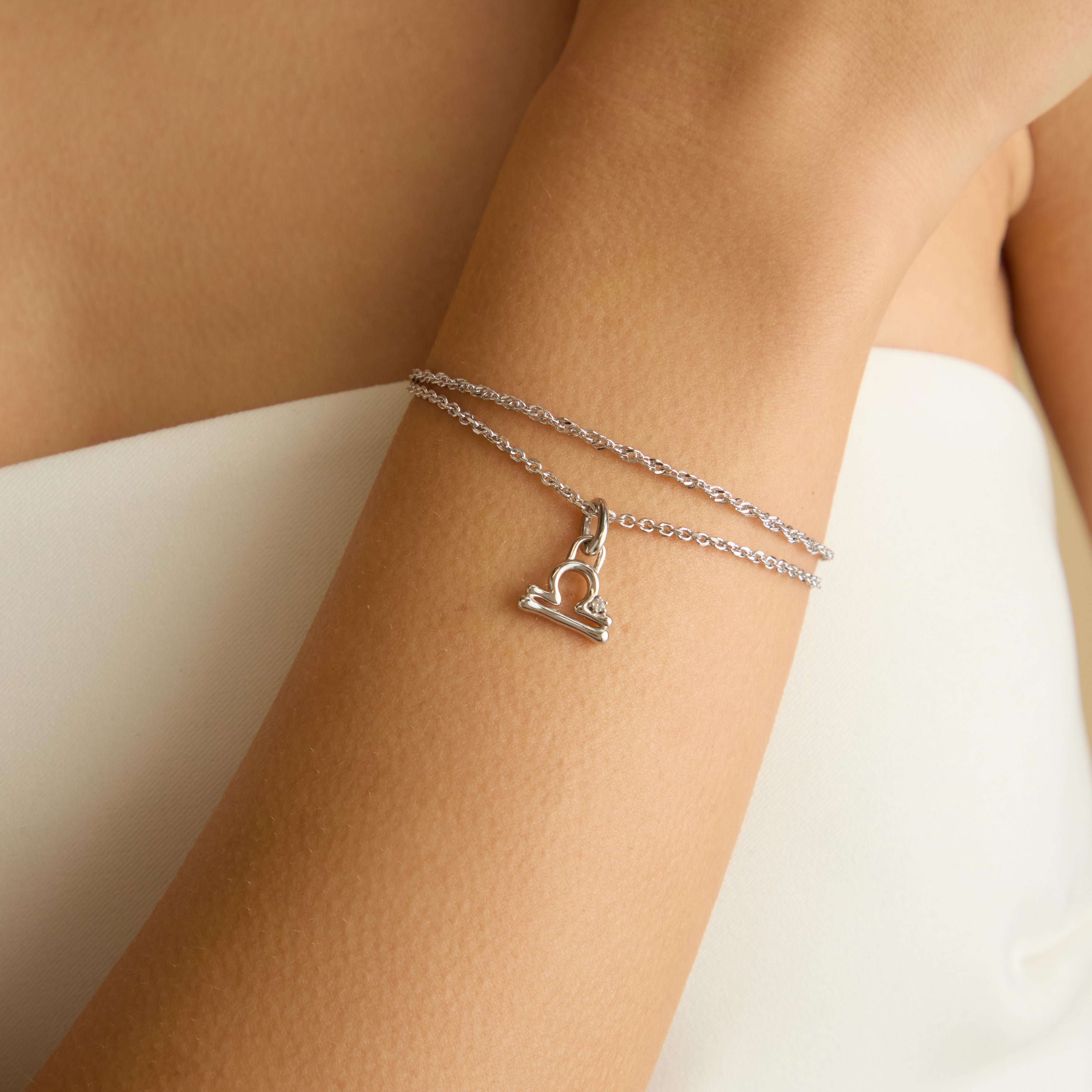 Libra Zodiac Clip Charm in Silver