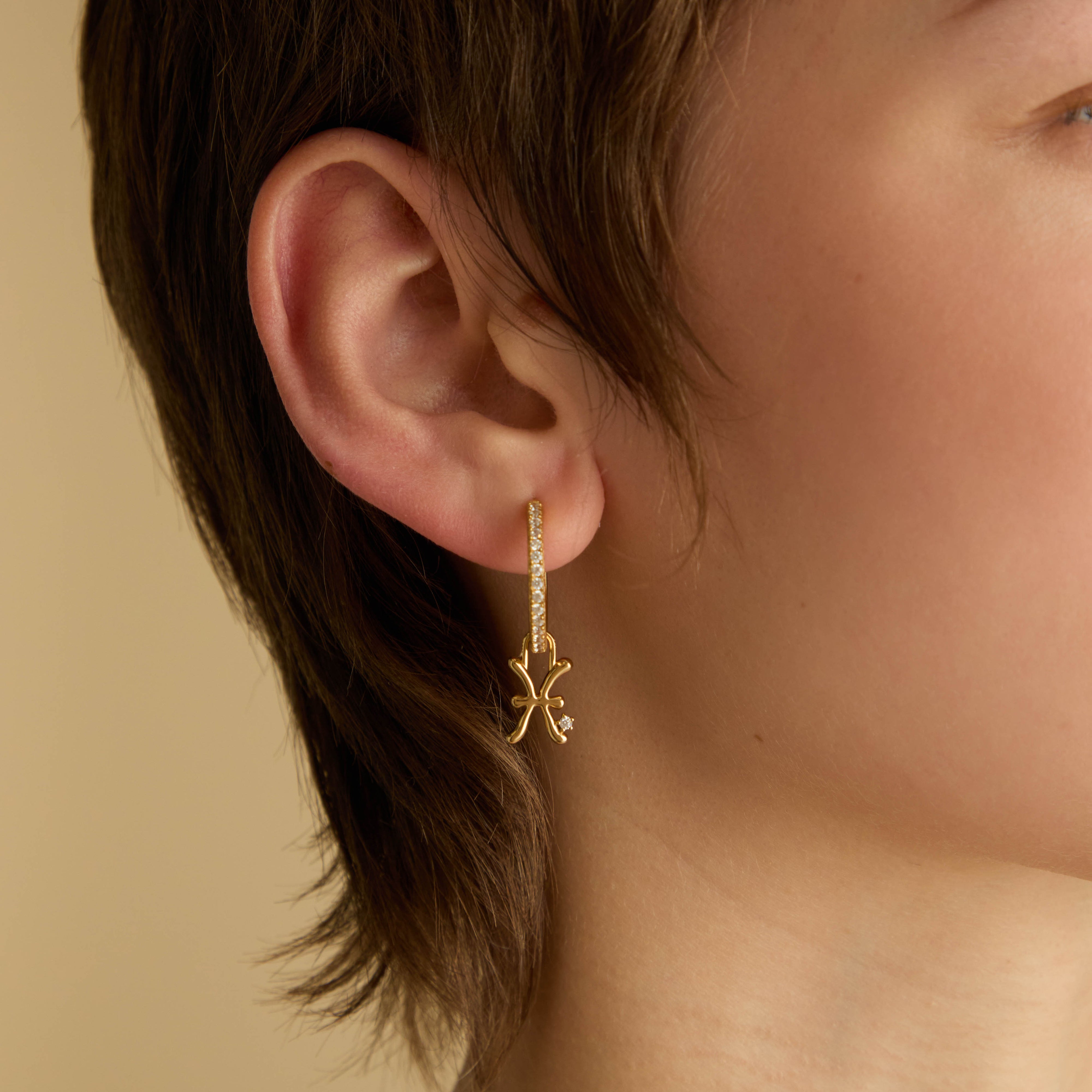 Pisces Zodiac Clip Charm in Gold