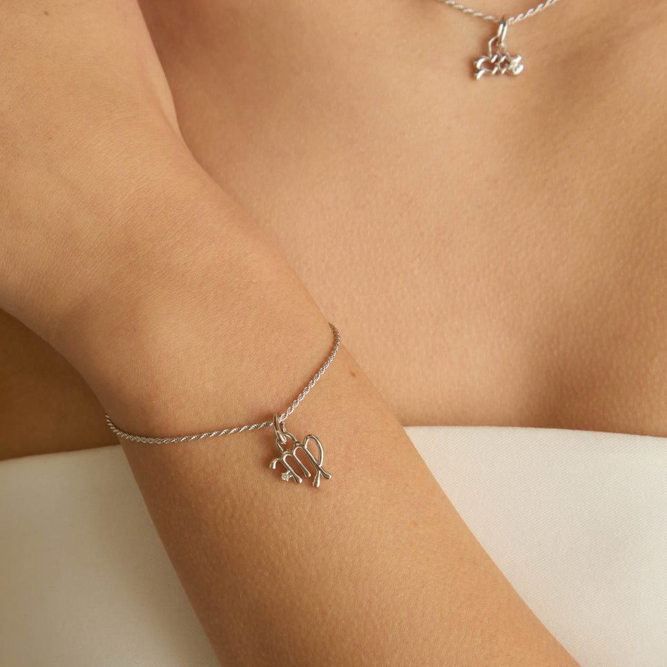 Hoop Charms - Virgo Zodiac Talisman Charm in Silver - Talisman Charm - Astrid & Miyu