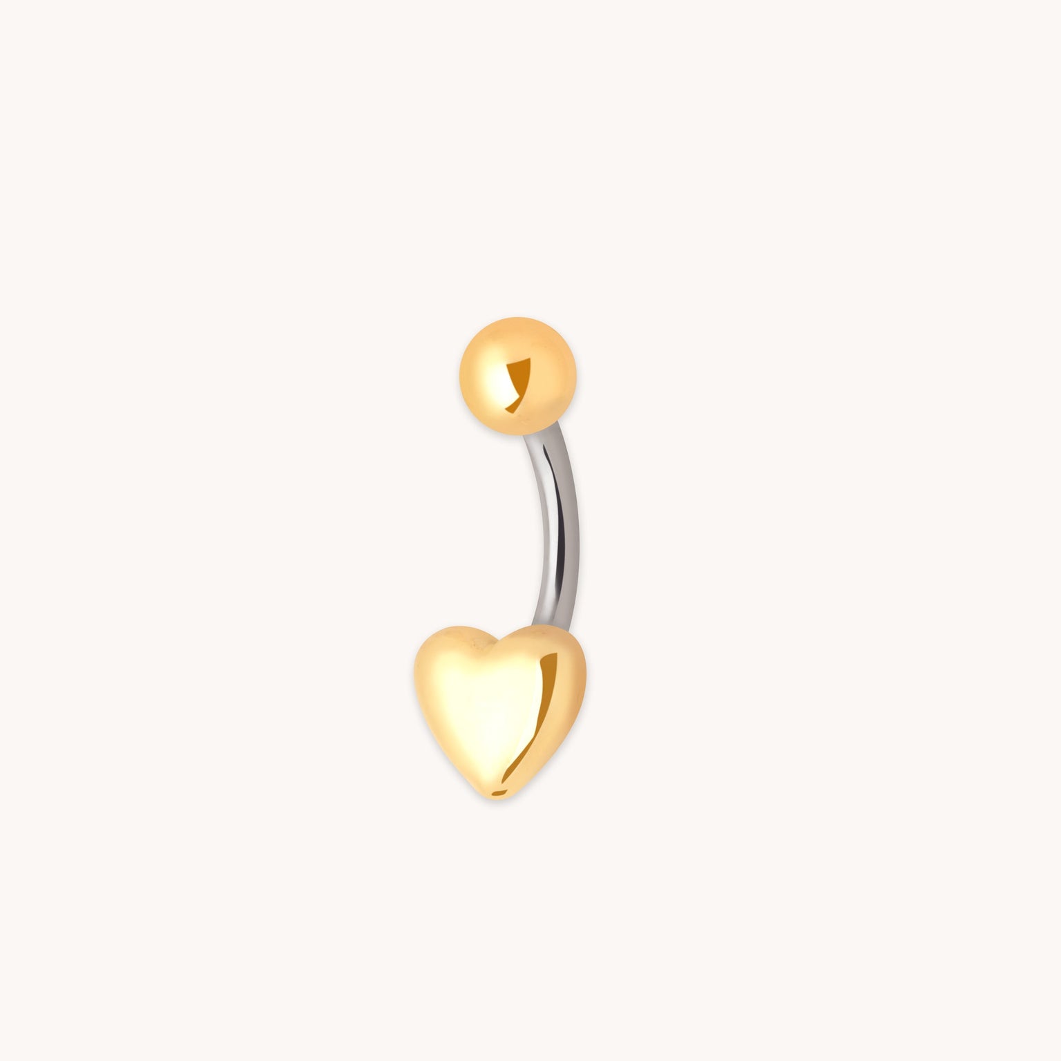 Heart Titanium Belly Bar in Gold