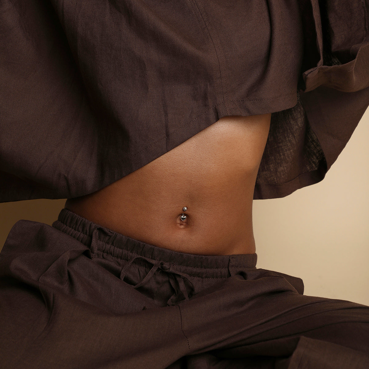 Heart Titanium Belly Bar in Silver