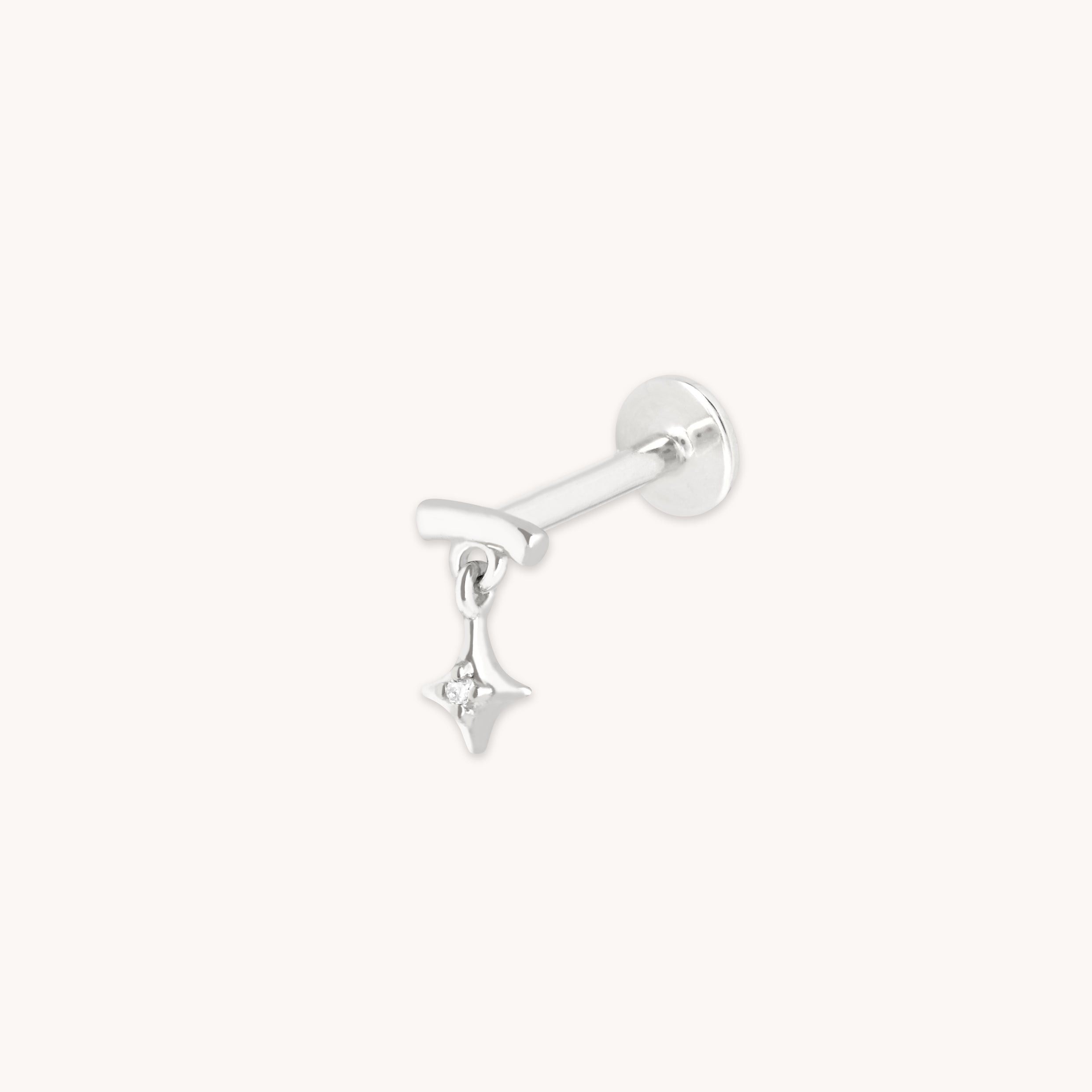 Cosmic Star Single Charm Hidden Helix in Solid White Gold