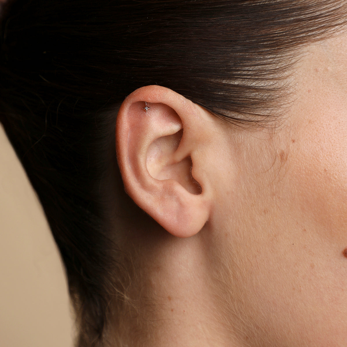 Cosmic Star Single Charm Hidden Helix in Solid White Gold