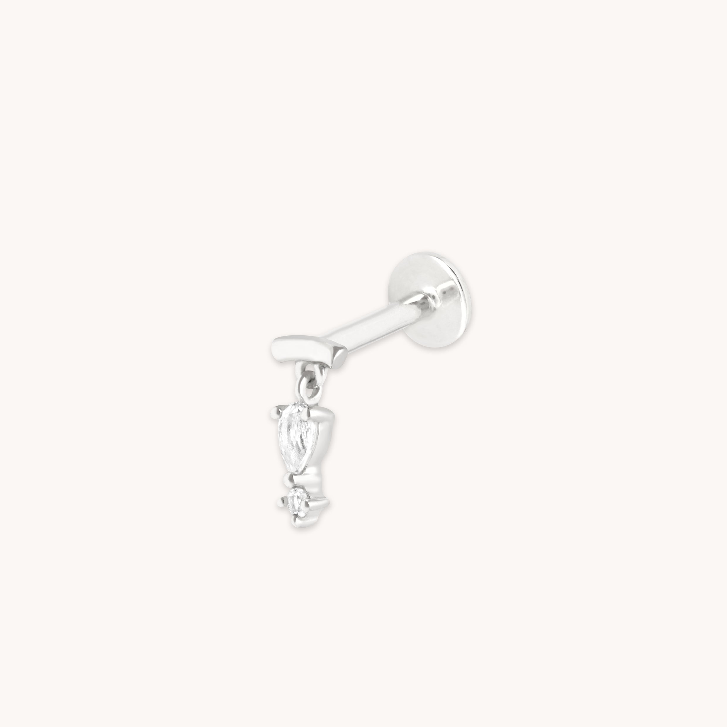 Pear Charm Hidden Helix in Solid White Gold
