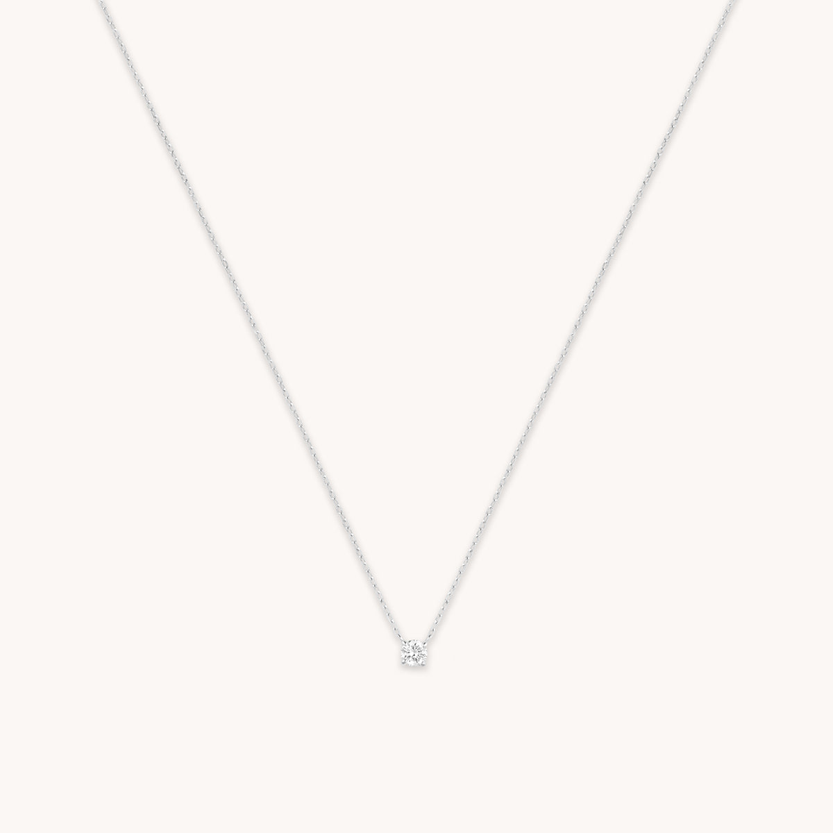 Diamond Solitaire Pendant Necklace in Solid White Gold