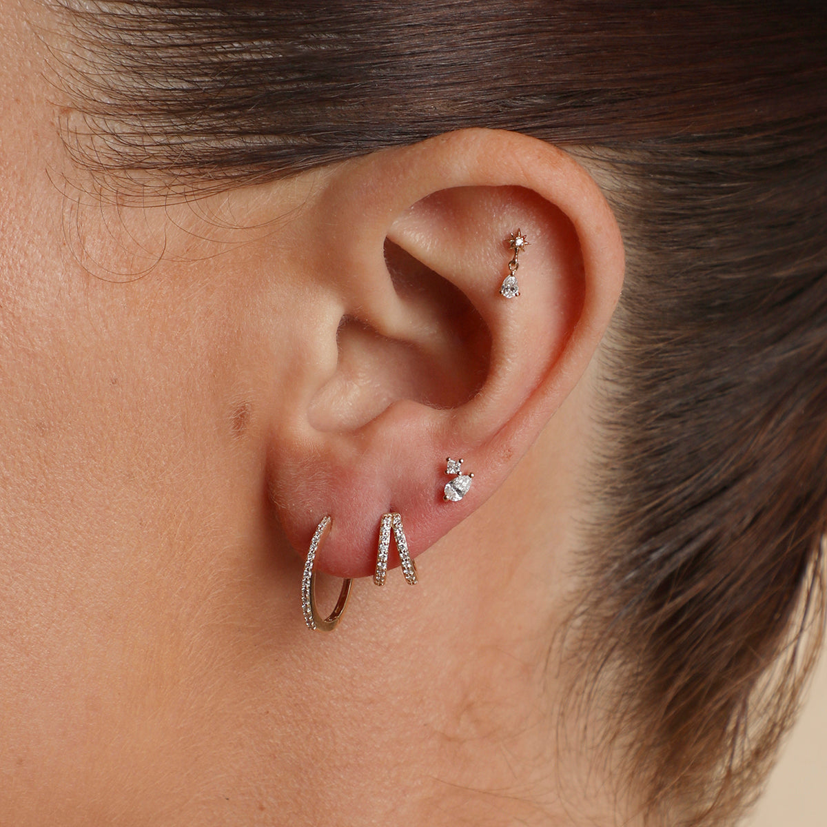 Diamond Cosmic Charm Piercing Stud in Solid Gold-Astrid & Miyu