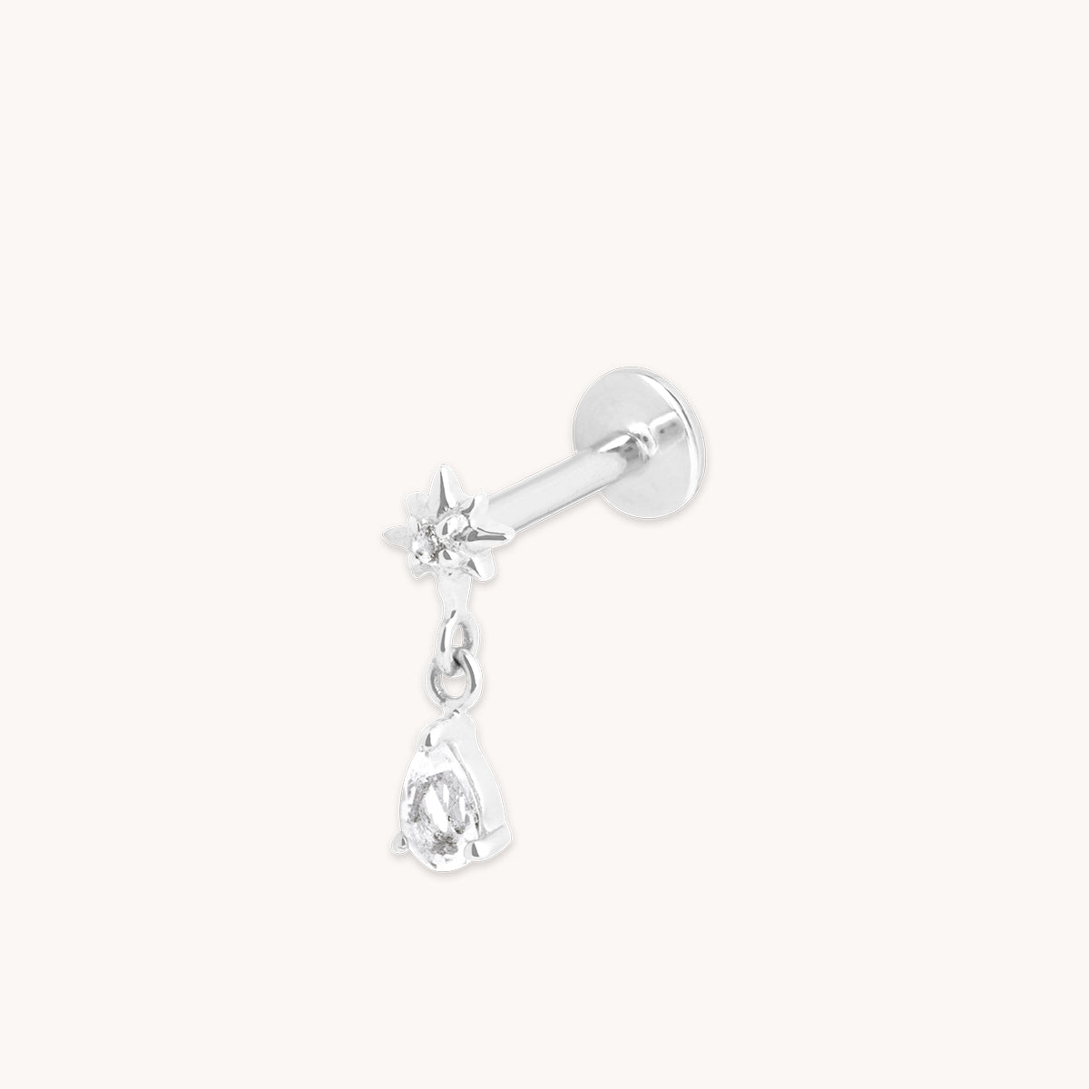 Diamond Cosmic Charm Piercing Stud in Solid White Gold-Astrid & Miyu