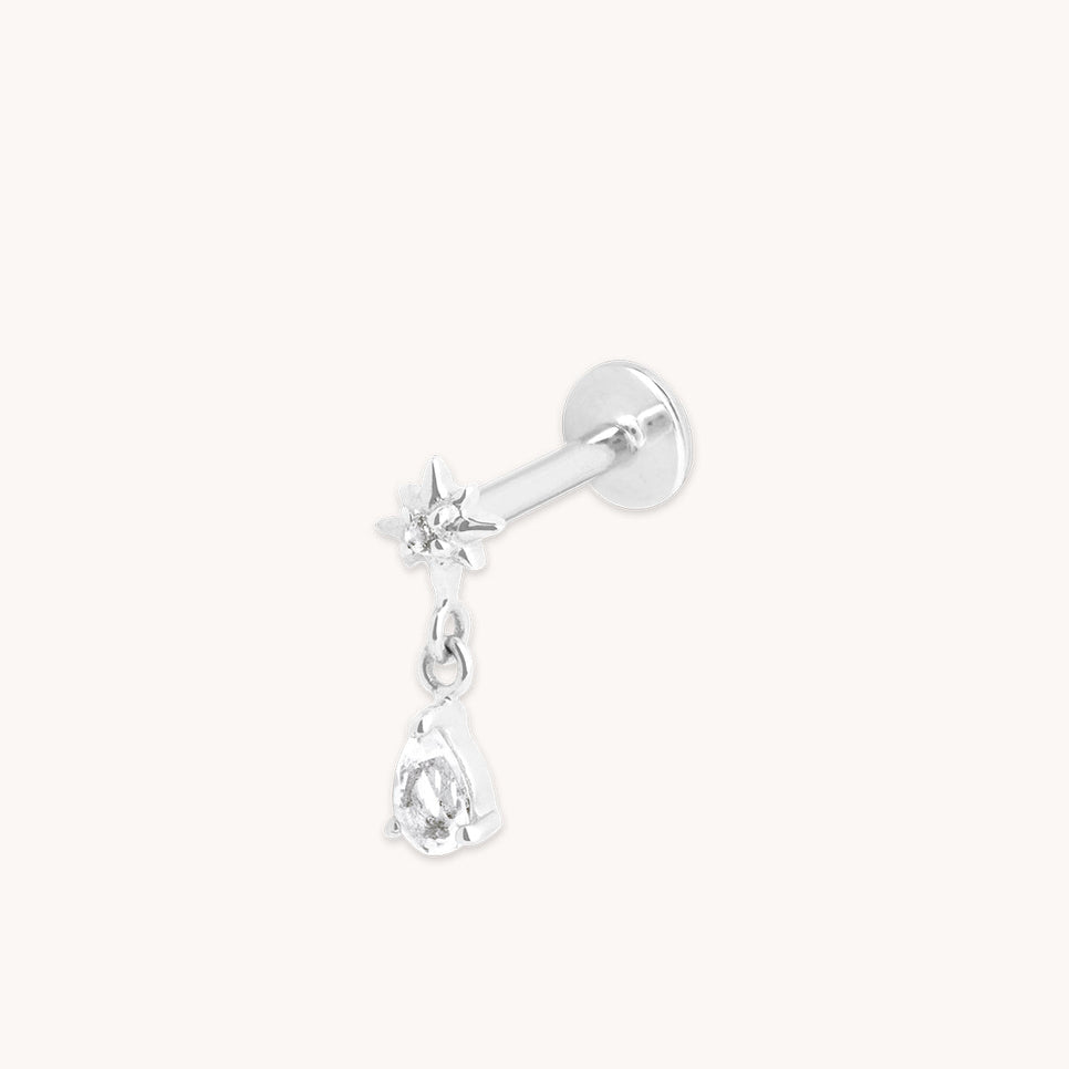 Diamond Cosmic Charm Piercing Stud in Solid White Gold-Astrid & Miyu