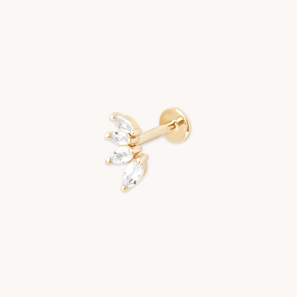 Diamond Marquise Fan Piercing Stud in Solid Gold-Astrid & Miyu