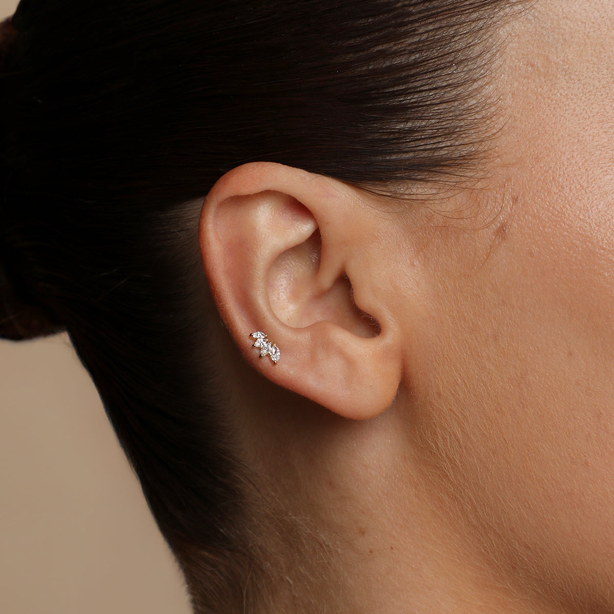 Diamond Marquise Fan Piercing Stud in Solid Gold-Astrid & Miyu