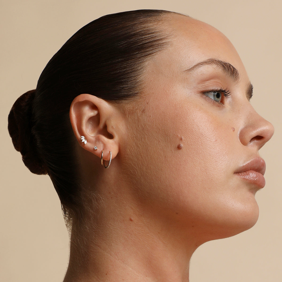 Diamond Marquise Fan Piercing Stud in Solid Gold-Astrid & Miyu