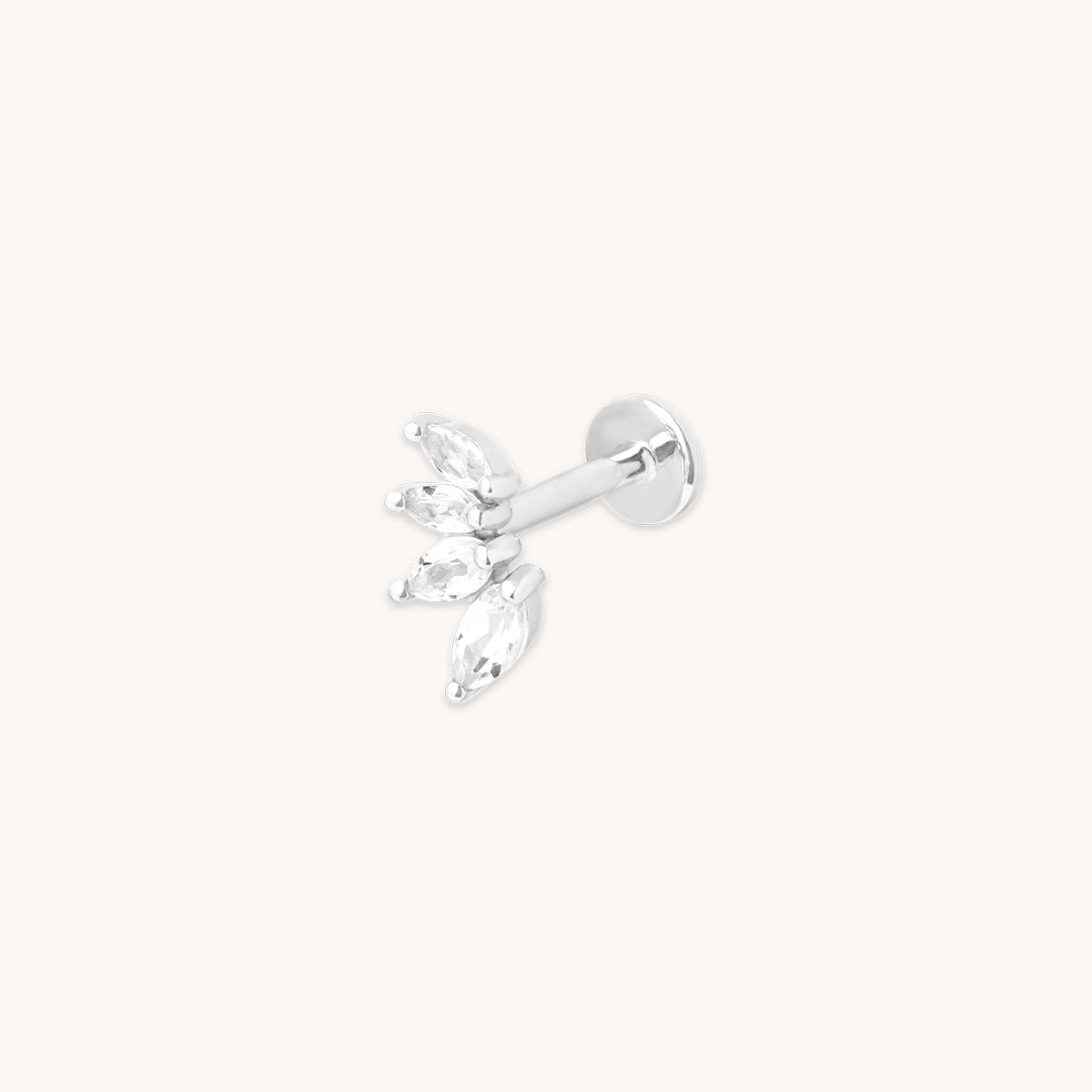 Diamond Marquise Fan Piercing Stud in Solid White Gold-Astrid & Miyu