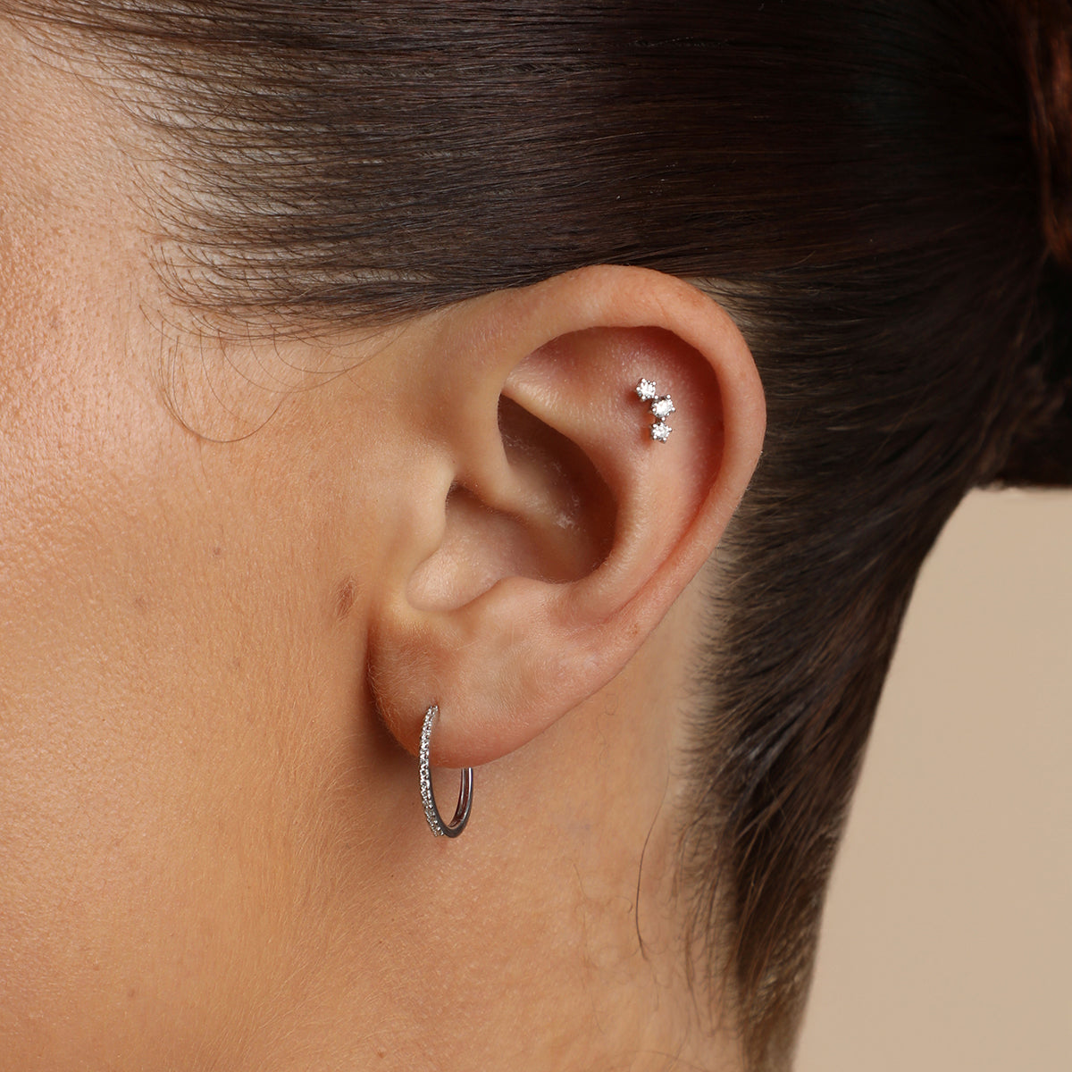 Diamond Curved Piercing Stud in Solid White Gold-Astrid & Miyu