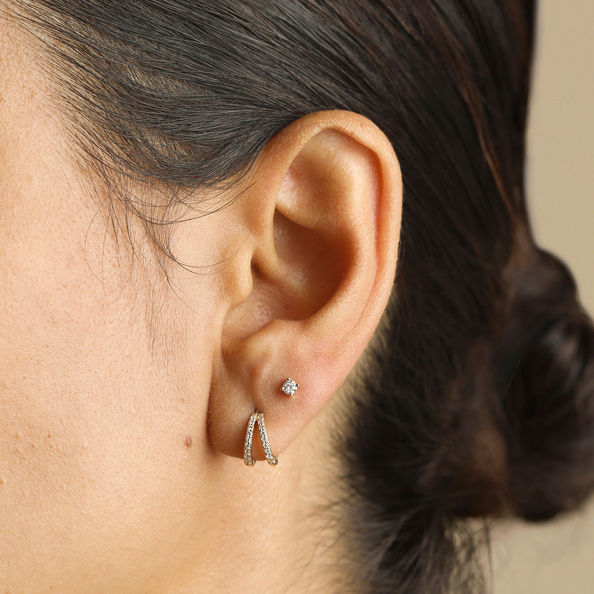 Diamond Solitaire Stud Earrings in Solid Gold