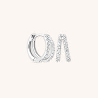 Diamond Pavé Illusion Huggies in Solid White Gold