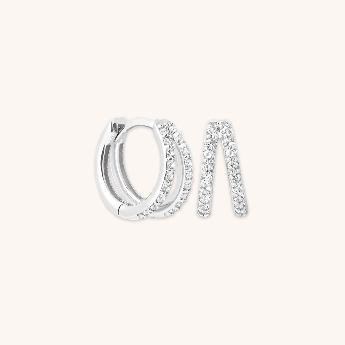 Diamond Pavé Illusion Huggies in Solid White Gold