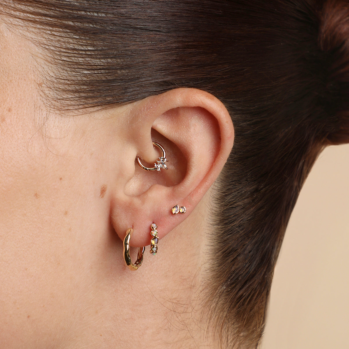 Topaz Marquise Fan Daith Hoop in Solid Gold