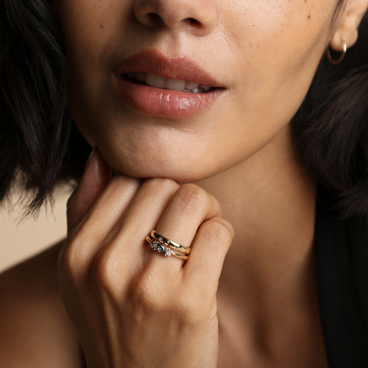 Alexandrite Cluster Milestone Ring in Solid Gold-Astrid & Miyu