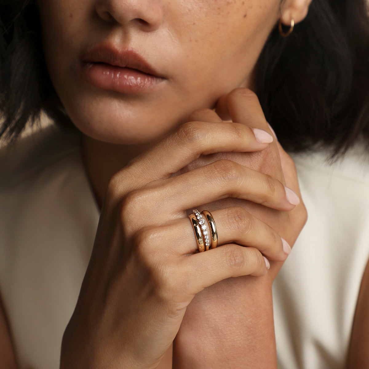 Cosmic Band Milestone Ring in Solid Gold-Astrid & Miyu