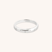 Cosmic Band Milestone Ring in Solid White Gold-Astrid & Miyu