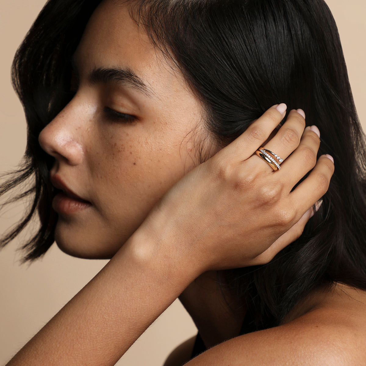 Hidden Cosmic Milestone Ring in Solid Gold-Astrid & Miyu