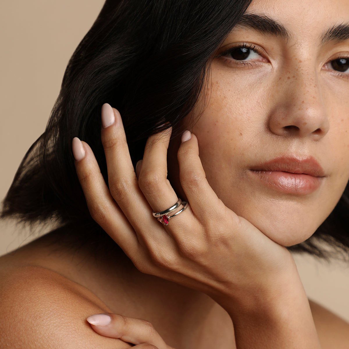 Hidden Cosmic Milestone Ring in Solid White Gold-Astrid & Miyu