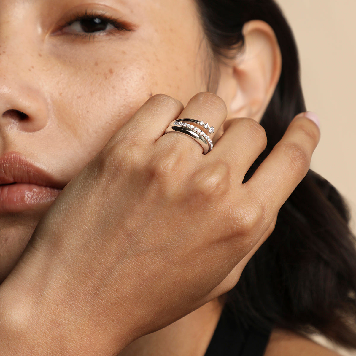 Illusion Diamond Milestone Ring in Solid White Gold-Astrid & Miyu