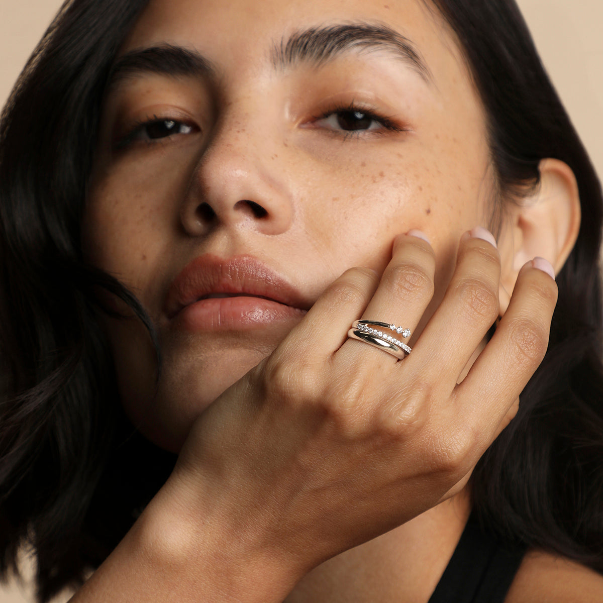 Illusion Diamond Milestone Ring in Solid White Gold-Astrid & Miyu