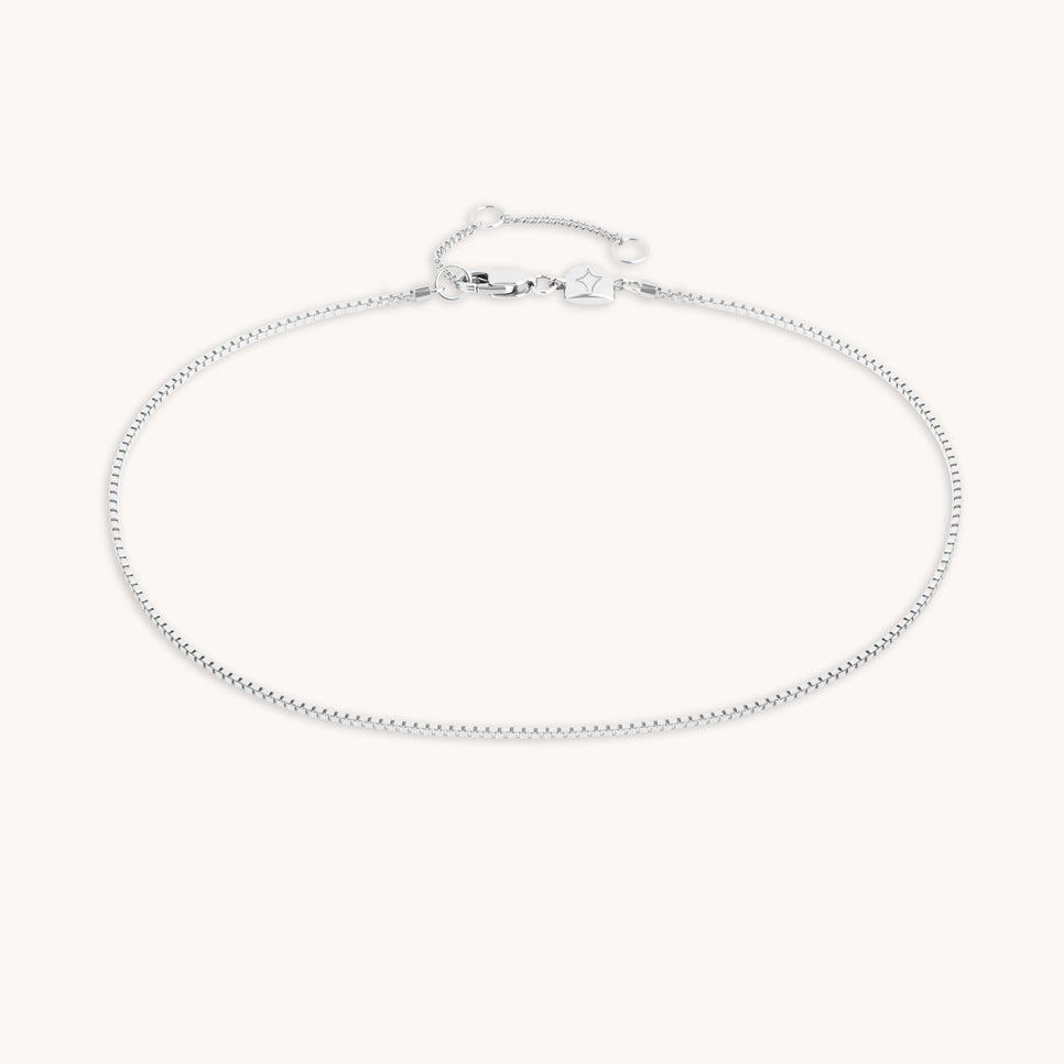 Essential Box Chain Anklet in Silver
