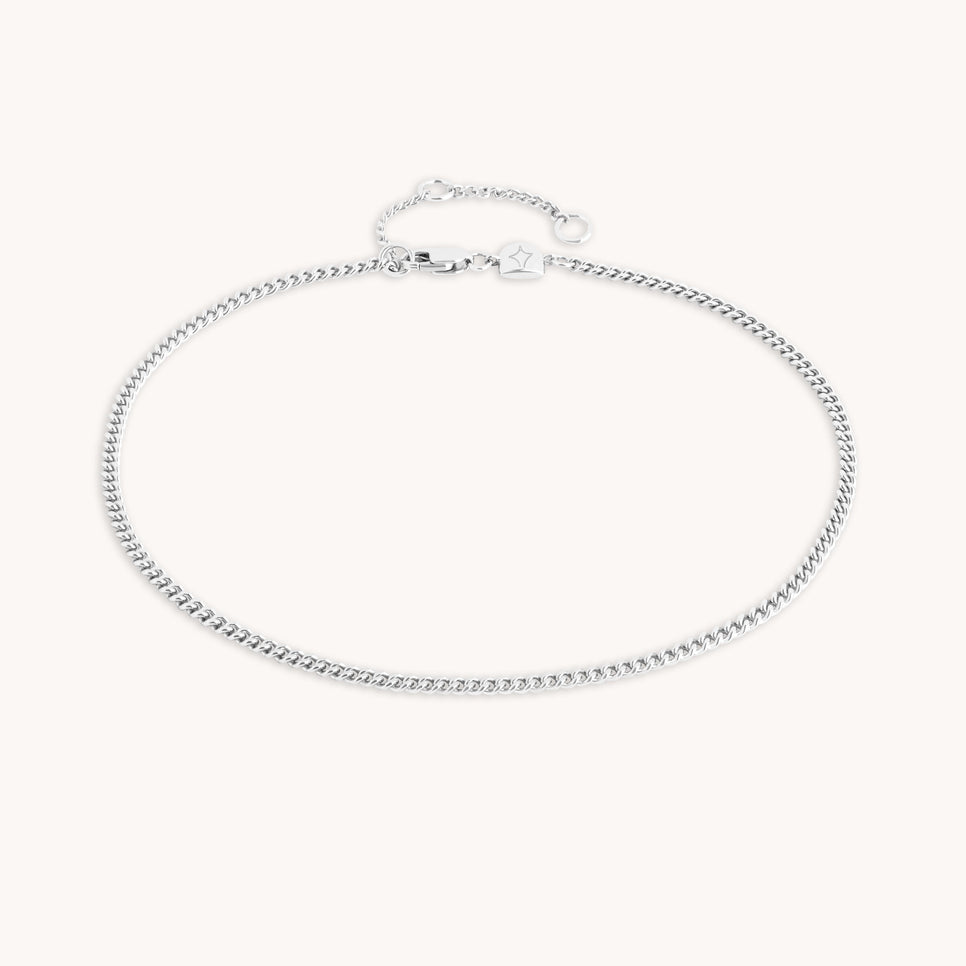 Essential Curb Chain Anklet in Silver