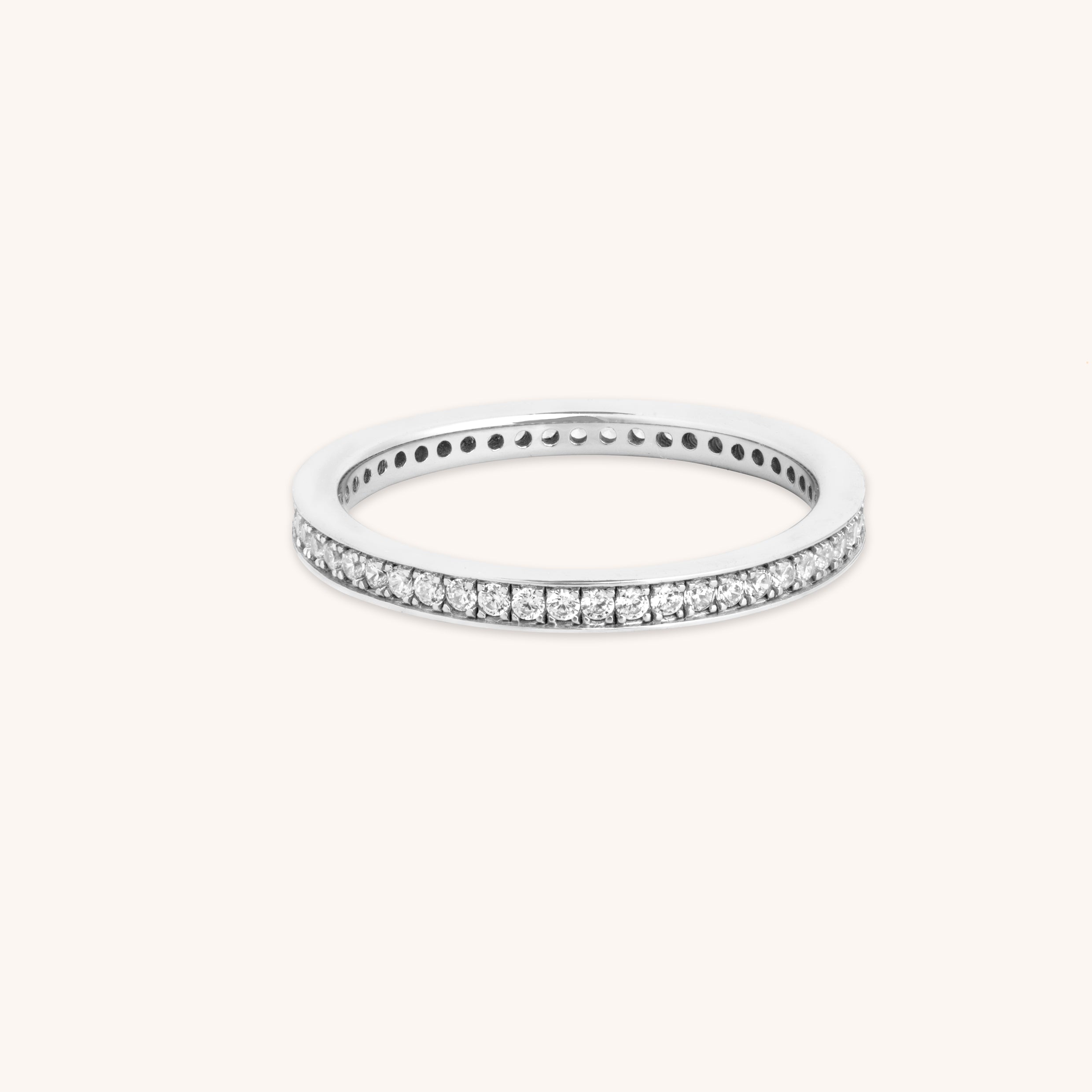 Crystal Stacking Ring in Silver