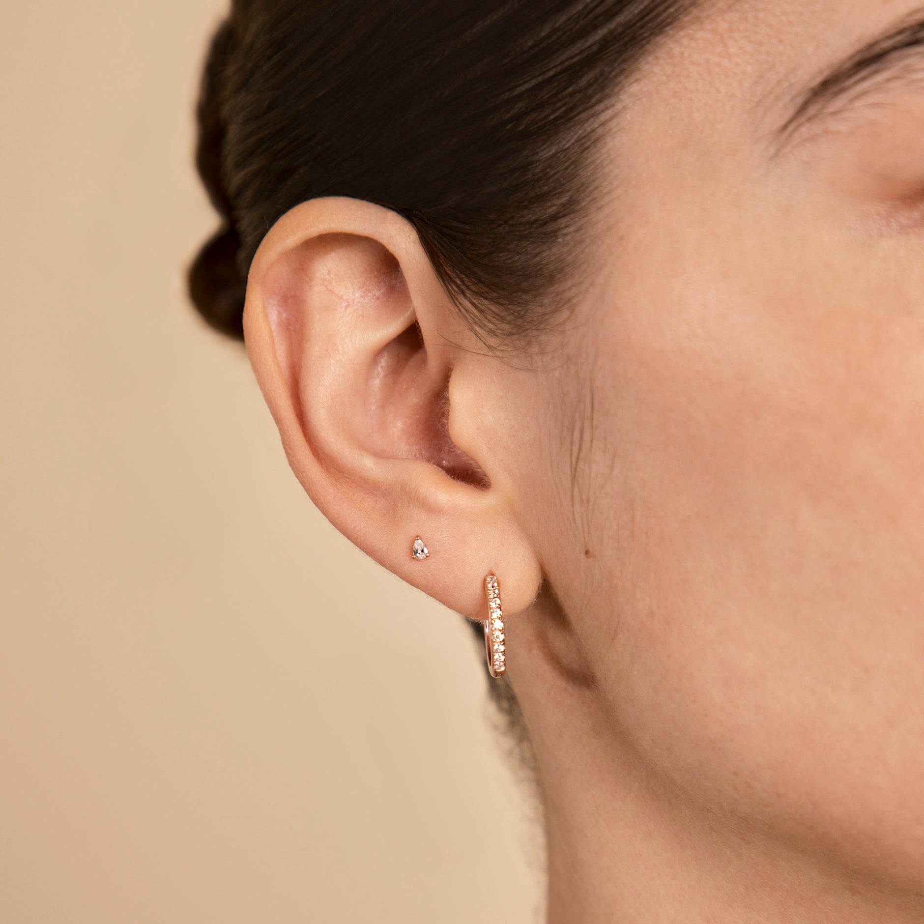 Pear Crystal Stud Earrings in Rose Gold