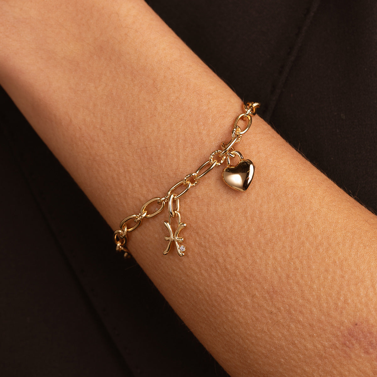 Love Heart Clip Charm in Gold